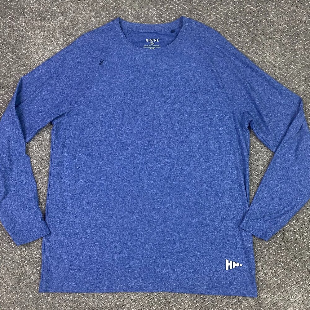 Rhone Reign Shirt Men's XL Blue Heather Long Sleeve Performance